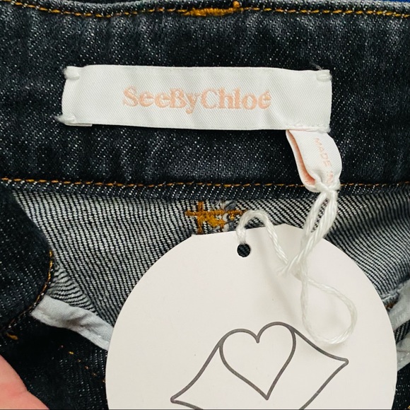 NWT: SEE BY CHLOE | Faux-Leather Trim, High-Rise Denim - Picture 8 of 10